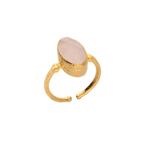 Ring aus Messing vergoldet, Rosenquarz